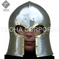 Medieval Armor Helmet Helmet Knight Helmet Crusader Helmet Ancient Helmet Barbute with Brass Brim AH0294