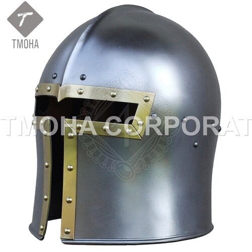 Medieval Armor Helmet Helmet Knight Helmet Crusader Helmet Ancient Helmet Barbute with brass-bordered visor AH0295
