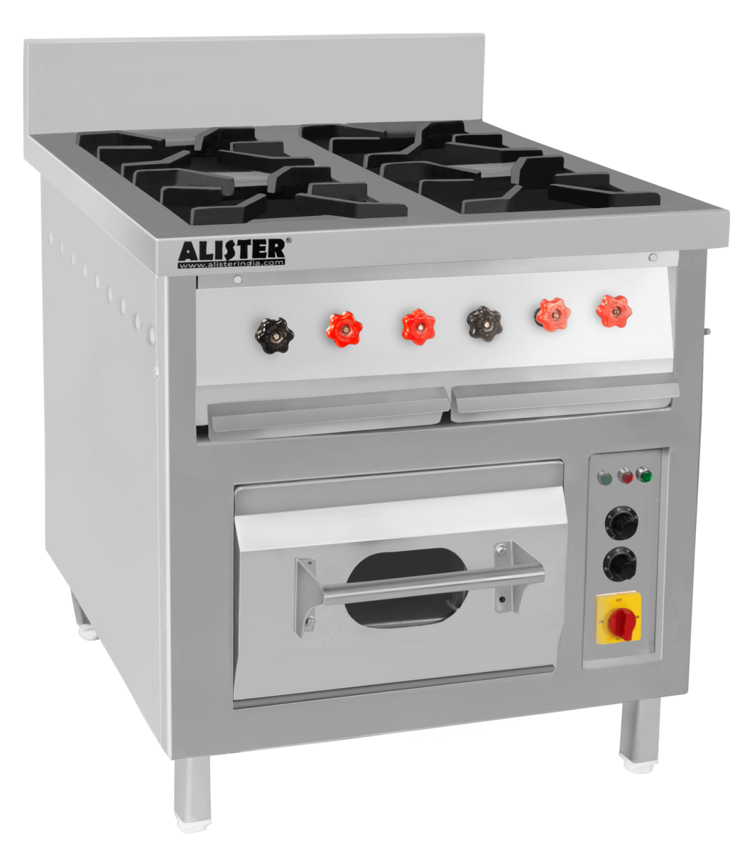 FOUR BURNER  GAS RANGE   WITH SPLASH-BACK