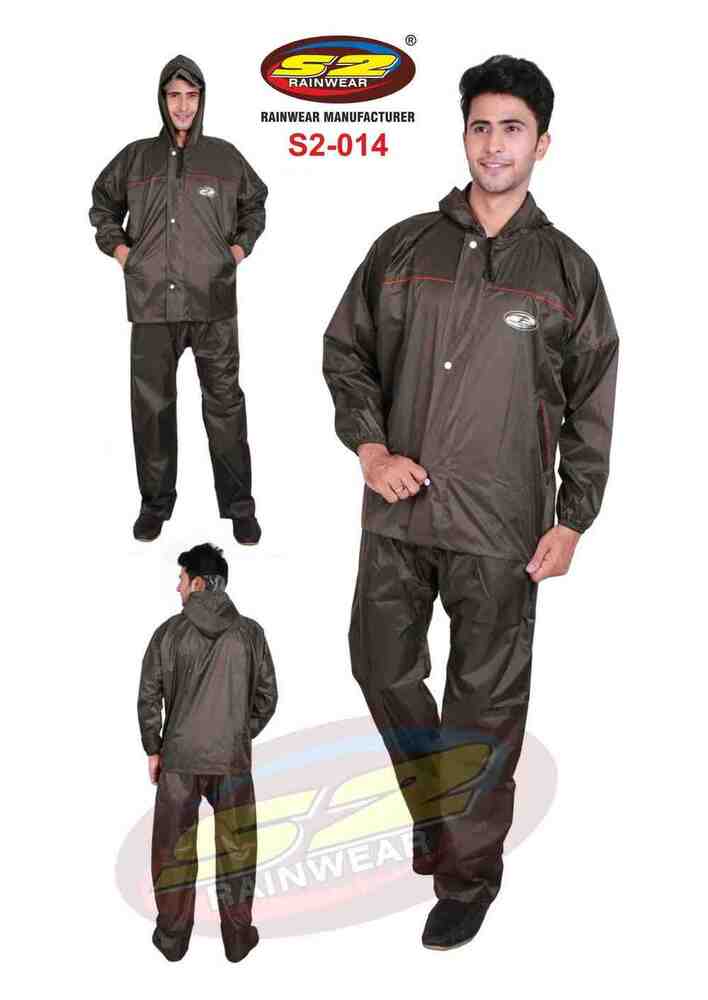 Polyester Brown Pu Rain Suit