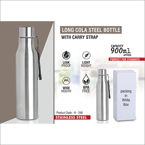 Long Cola Stainless Steel Bottle With Carry Strap By JAINEX CORPORATE GIFTS