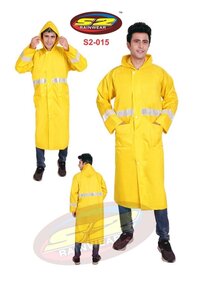 PU Flourescent Long Raincoat