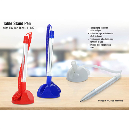Red Table Stand Pen With Double Tape