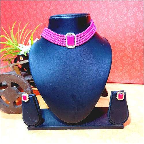 Pink Crystal Choker Set Gender: Women