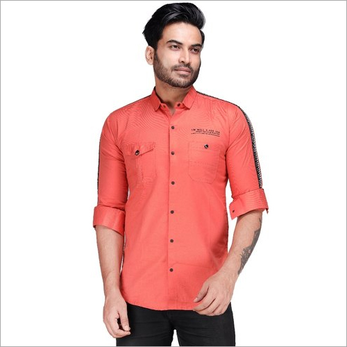 Washable Mens Pink Casual Shirts