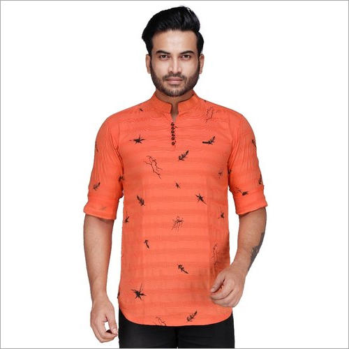 Orange Men Designer Casual Kurta