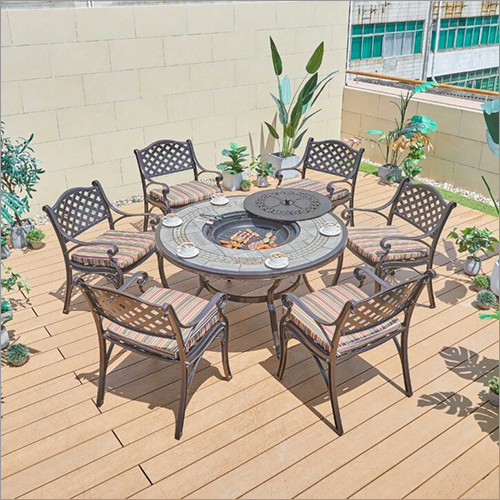 Eco-Friendly Bbq Table With 6 Chairs Set