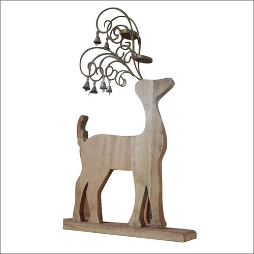 Wooden Finish Reindeer Standee