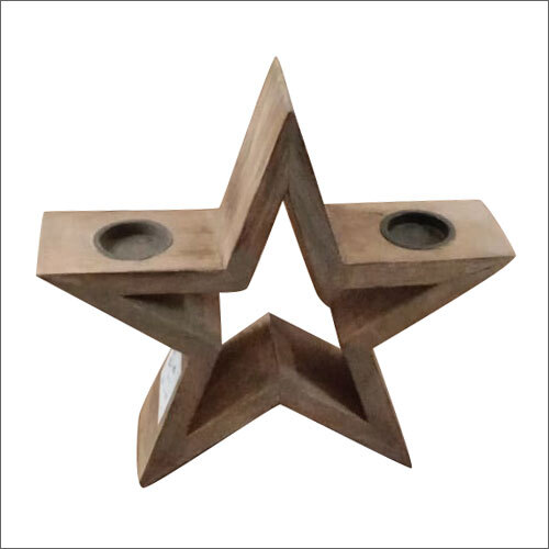 Wooden Finish Star Candle Holder