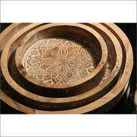 Engraved Decorative Serving Tray Set of 3