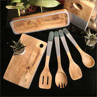Gray Colour Pop Wooden Kitchenwear Set