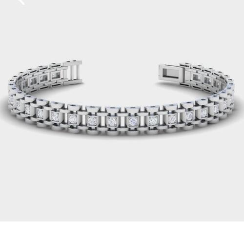 Round Real Diamond Mens Bracelet Diamond Carat Weight: 1.74 Carat