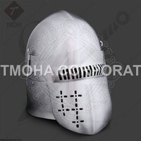 Medieval Armor Helmet Helmet Knight Helmet Crusader Helmet Ancient Helmet Early bassinet with visor 1300-1390 AH0326