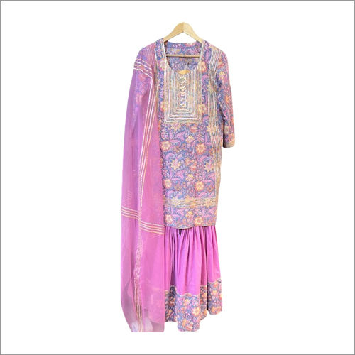 Pink Ladies Sharara And Organza Suit