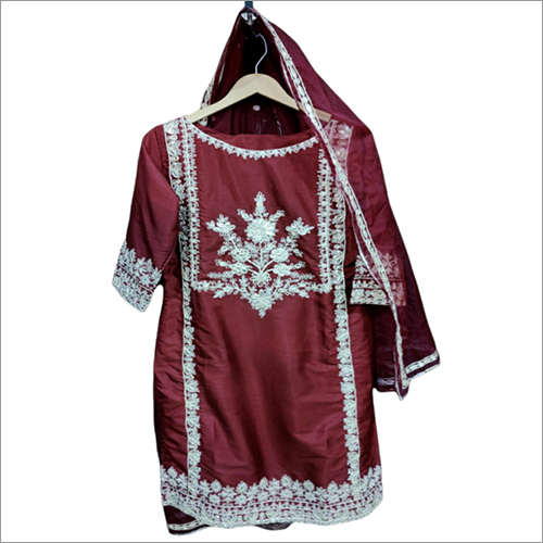 Maroon Full Heavy Embroidered Suit By ARAA DESIGNS