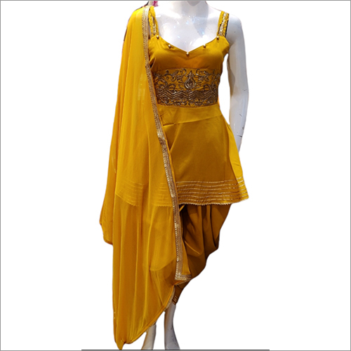 Yellow Hand Embroidered Dhoti Suit By ARAA DESIGNS