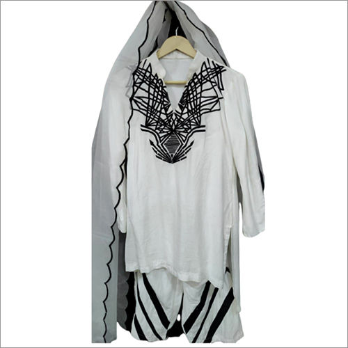 Breathable Black And White Emroidered Muslin Suit