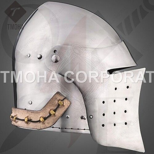 Iron Medieval Armor Helmet Helmet Knight Helmet Crusader Helmet Ancient Helmet Flap-up Visored Bassinet 2mm Ah0331