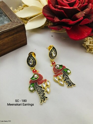 Meenakari Peacock  Earring