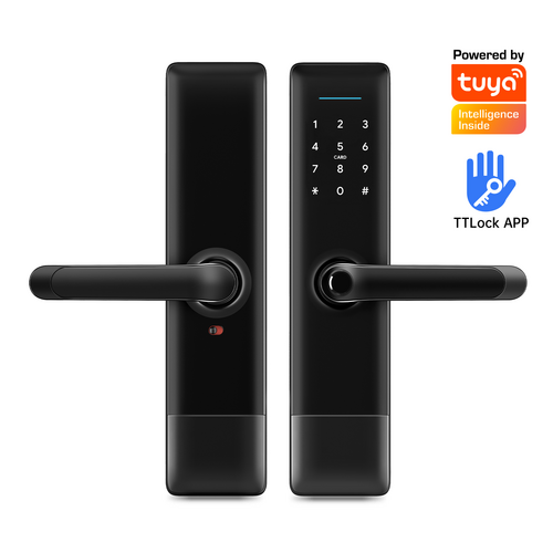 Black High Security Electric Digital Fingerprint Smart Door Lock With Tuya App Ttlock Ble Wifi Mobile Lock Waterproof Outdoor