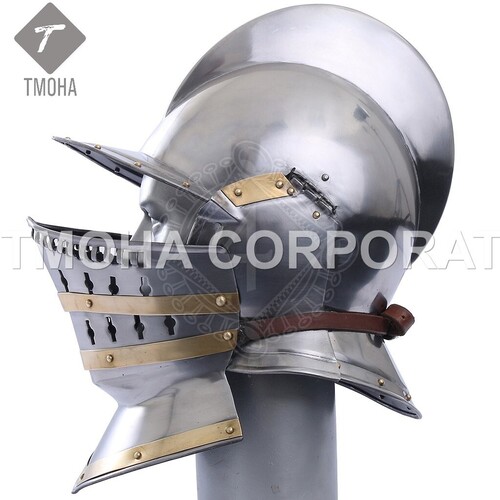 Medieval Armor Helmet Helmet Knight Helmet Crusader Helmet Ancient Helmet Burgonet helmet with Bevor AH0358