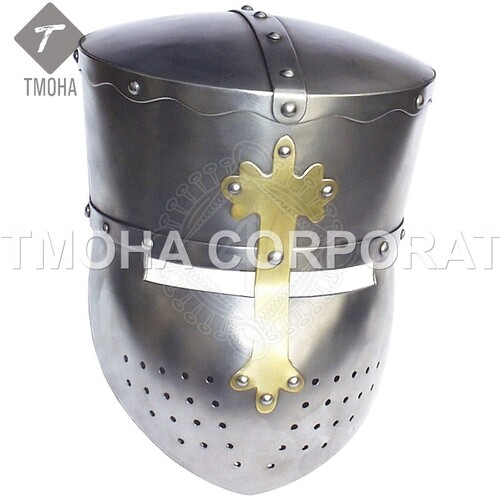 Medieval Armor Helmet Helmet Knight Helmet Crusader Helmet Ancient Helmet Great helmet with cross on the front AH0374