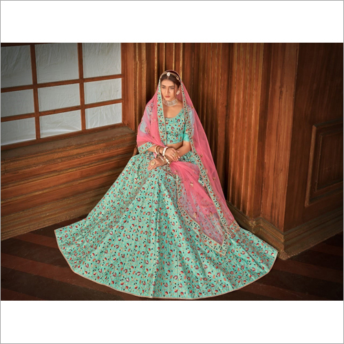 Aqua Blue Colour Embroidered Party Wear Lehenga Choli SV 04
