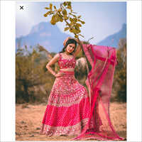Rani Pink Colored Embroidered Party Wear Lehanga Choli LC 98