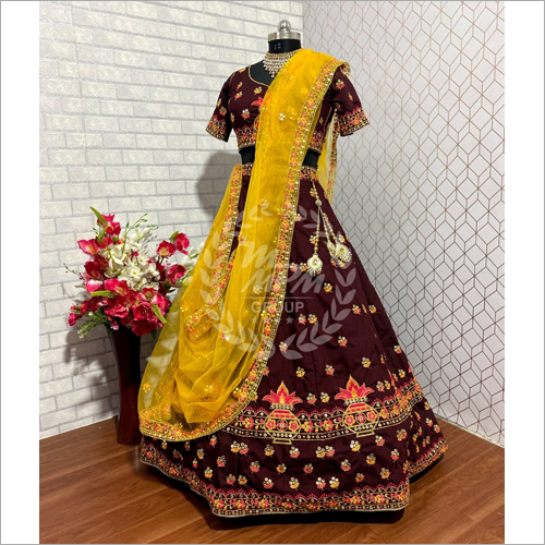 Cofee Colored Embroidered Party Wear Lehanga Choli LC 96