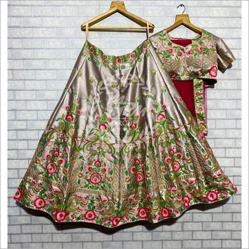 Beige Colored Embroidered Party Wear Lehanga Choli LC 95