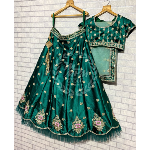 Rama Green Colored Embroidered Party Wear Lehanga Choli LC 94