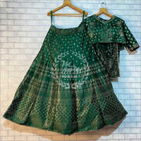 Green Colored Malay Satin Fabric Embroidered Party Wear Lehanga Choli LC 93