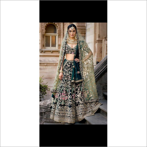 Indian Dusty Green Party Wear Lehenga Choli Lc 71