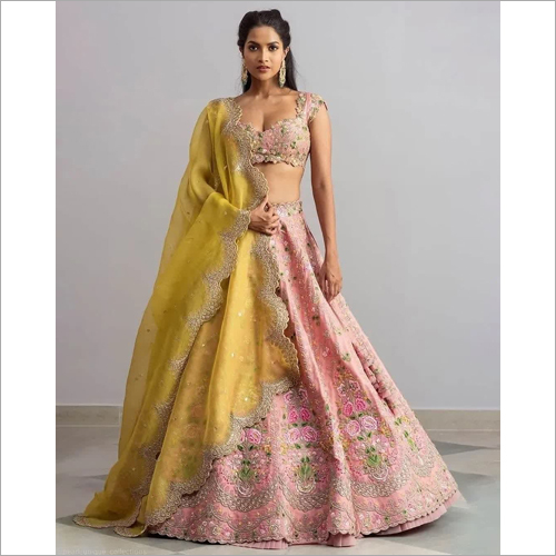 Peach Pink Devsena Silk Fabric Lehenga Choli LC 57