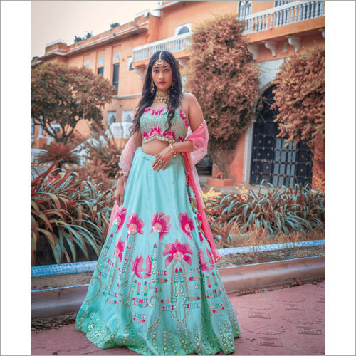 Heritage Silk Party Wear Lehenga In Light Pink WIth Embroidery & Stone Work