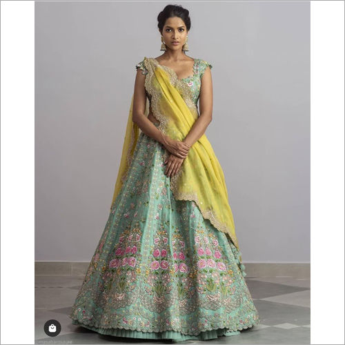 Buy Party Wear Light Green Soft Net Sequins Work Lehenga Choli Online From  Surat Wholesale Shop.