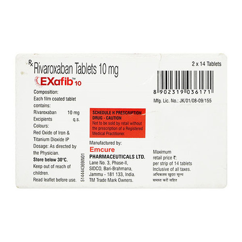Exafib (Rivaroxaban) 10mg Tablets
