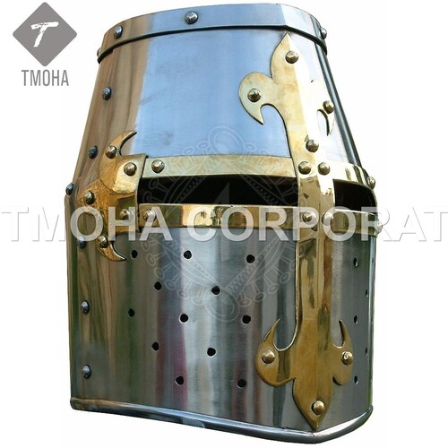 Medieval Armor Helmet Helmet Knight Helmet Crusader Helmet Ancient Helmet Great helm with a crown gorget and fleur de lis AH0396