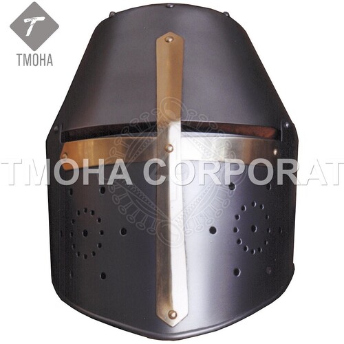 Medieval Armor Helmet Helmet Knight Helmet Crusader Helmet Ancient Helmet Great helm with brass Fleur de Lis cross AH0398