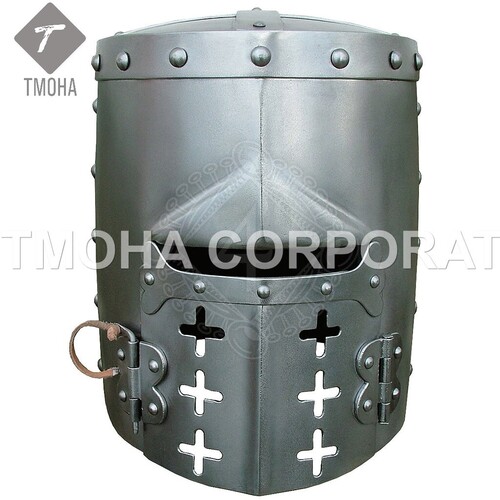 Medieval Armor Helmet Helmet Knight Helmet Crusader Helmet Ancient Helmet Great helm with brass lily cross AH0399