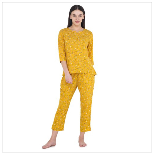 Womens Night Suit Set Yellow