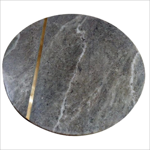 Natural Marble And Brass Inlay Round Chopping Board
