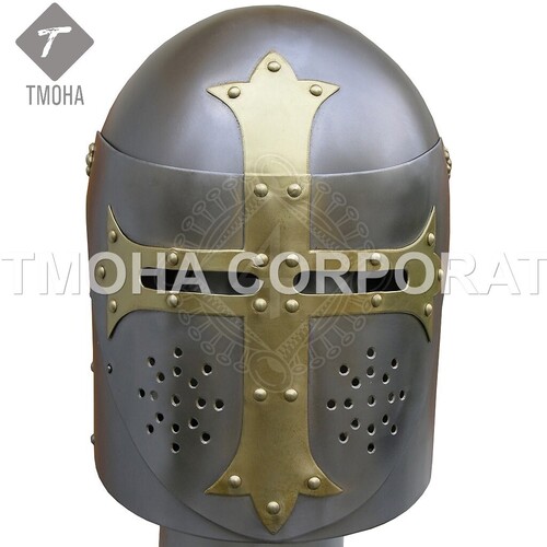 Medieval Armor Helmet Helmet Knight Helmet Crusader Helmet Ancient Helmet Italian Pot Helmet with flap-up face guard AH0408