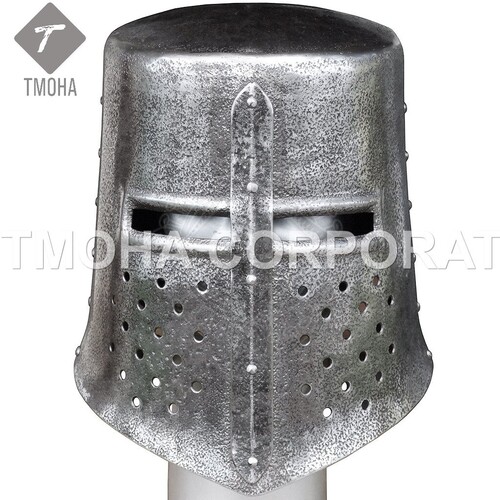 Medieval Armor Helmet Helmet Knight Helmet Crusader Helmet Ancient Helmet Pot Helmet with Brass fleur de lis AH0409