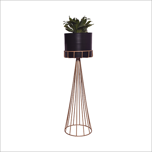 Black And Golden Indoor Table Side Planter Stand