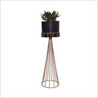 Black And Golden Indoor Table Side Planter Stand