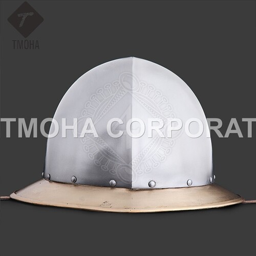 Medieval Armor Helmet Helmet Knight Helmet Crusader Helmet Ancient Helmet Kettle hat with short brass brim AH0440