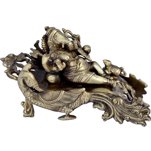 Perfect Decor Gift-Majestic Ganesha Resting On a Royal Designed Peacock Throne