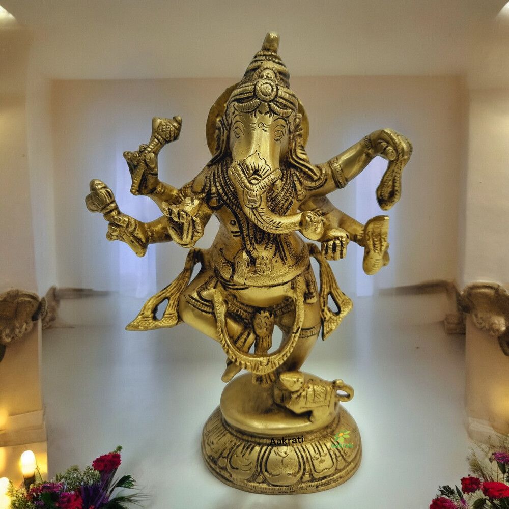 Lord Ganesha Dancing Brass statue for Gift Decore