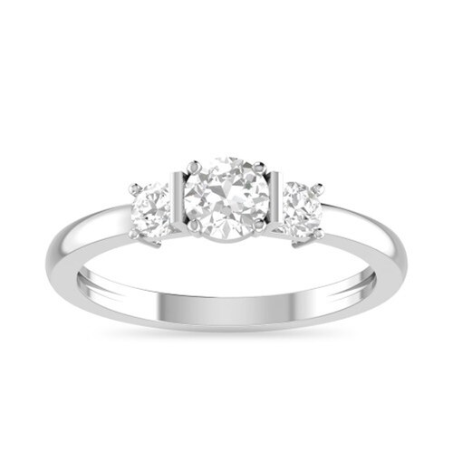 Three Stone Diamond Ring In Lab Grown Diamond In 14K  White Gold 1 CT